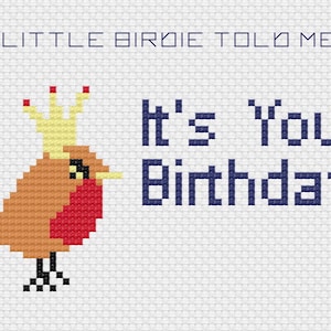 Little Birdie Birthday Card Cross Stitch Kit by Florashell