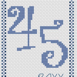 Scheda con numero di anniversario di matrimonio in zaffiro, punto croce, download digitale