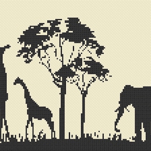 Africa Silhouette Cross Stitch Digital Download