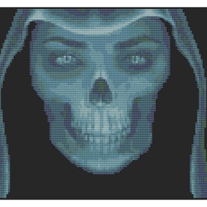 Blue Skull with Hood Cross Stitch Digital Download