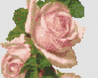 Pink Rose Anniversary Sampler Cross Stitch Digital Download