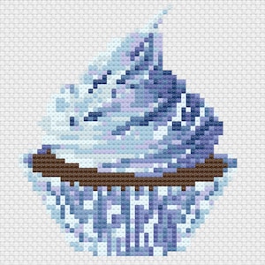 Cupcake Blue Cross Stitch Digital Download