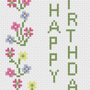Kit de ponto cruz para cartão de aniversário com flores da primavera da Florashell