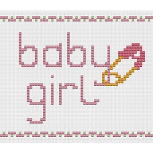 Kit carte de naissance bébé fille au point de croix par Florashell