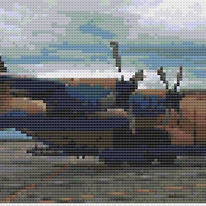 Hercules C130 Flugzeug im Flug Kreuzstich Digital Download