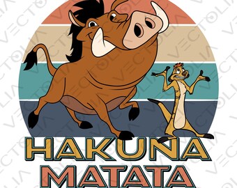 Hakuna Matata Timon & Pumbaa - Hand-Drawn Vector Design - Vintage 80s' Cartoon | A2 - not AI-generated