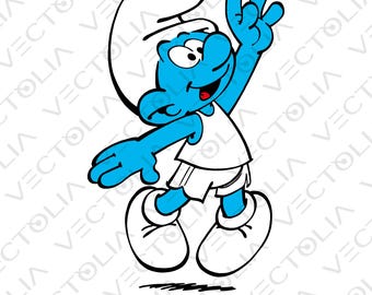 Smurf - Hand-Drawn Vector Design - Vintage 80s' Cartoon | A2 - not AI-generated