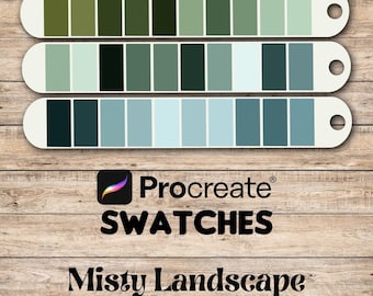 Misty Landscape Procreate Swatches Color Palette also for use with other apps such as Photoshop or Fresco or Illustrator