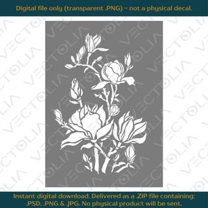 Magnolia Branch with Flowers - Botanical Stencil Design – Hand-Drawn in Vectors | A2 - not AI-generated