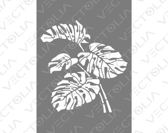 Monstera Leaf - Tropical Botanical Stencil Design – Hand-Drawn in Vectors | A2 - not AI-generated