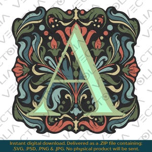 Medieval Illuminated Manuscript Letter A - Hand-Drawn Vector Design - Vintage 80s&#39; Cartoon | A2 - not AI-generated
