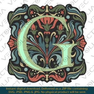 Medieval Illuminated Manuscript Letter G - Hand-Drawn Vector Design - Vintage 80s&#39; Cartoon | A2 - not AI-generated