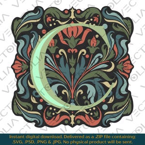 Manuscrito Iluminado Medieval Letra C - Design Vetorial Desenhado à Mão - Desenho Animado Vintage dos Anos 80 | A2 - Não Gerado por IA