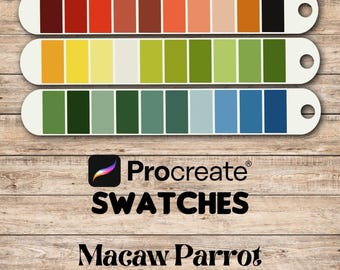 Macaw Parrot Procreate Swatches Color Palette also for use with other apps such as Photoshop or Fresco or Illustrator