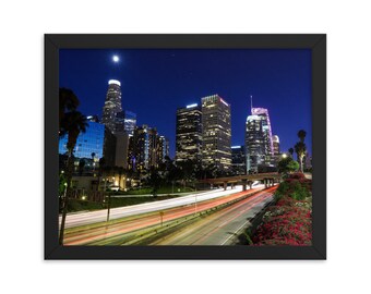 Paisagem urbana do centro de Los Angeles, Califórnia. Fotografia artística, impressão emoldurada.