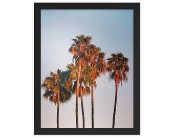 Ingelijste print, palmbomen in het gouden uur, Playa del Rey Beach, Los Angeles | Fine Art landschapsfotografie voor thuis, op kantoor | Muurdecoratie