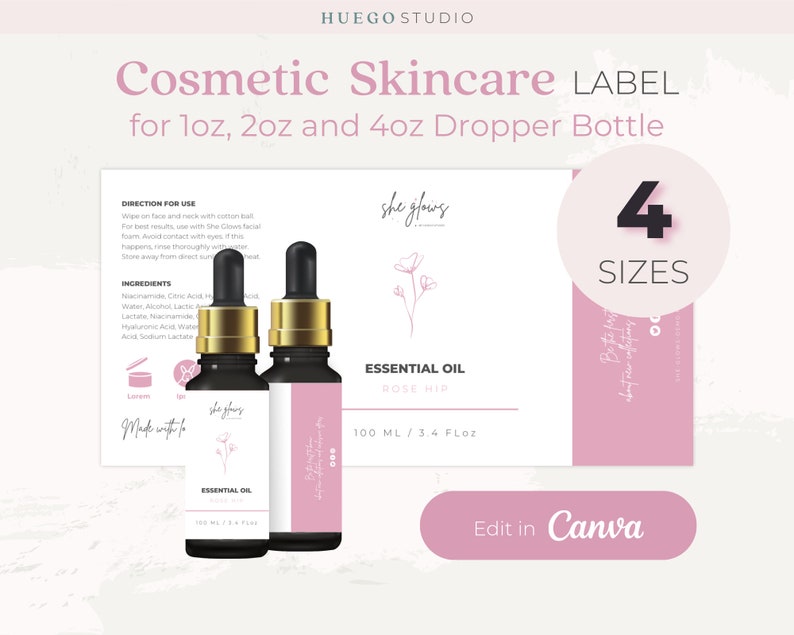 Editable Dropper Bottle Label Template Diy Product Bottle Label Design ...