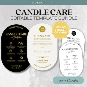 Editable Candle Care Card Template Product Care Card Canva Template Printable Wax Melt Care Instructions Card Care Guide Packaging Insert