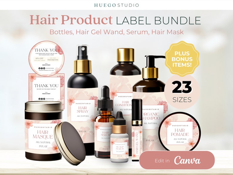 Printable Hair Care Product Label Template Bundle Hair Oil Label