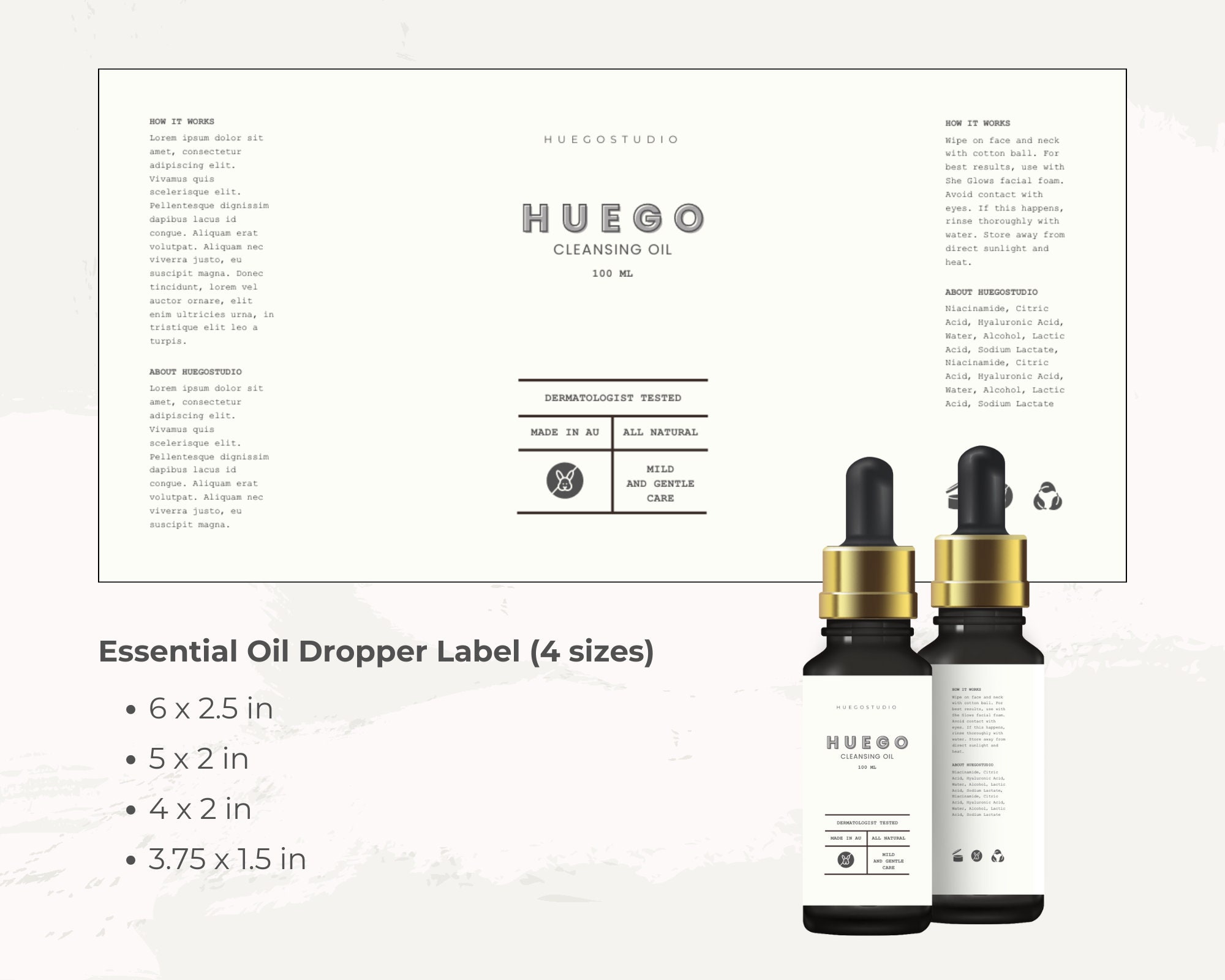 Cosmetic Product Label Template Editable Canva Skincare Label Sticker