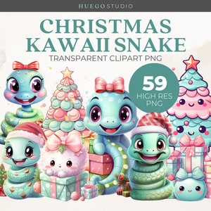 Clipart Aquarell Schlange Weihnachten Kawaii Papier Handwerk Frohe Weihnachten Sublimation Design Weihnachten Urlaub Xmas Baum Clipart Aufkleber PNG