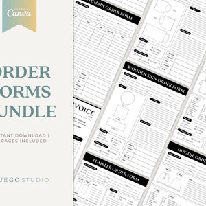 Editable Order Forms Bundle Tshirt Tumbler TShirt Decal Editable Invoice Template Printable Small Business Forms Custom Craft Order Form