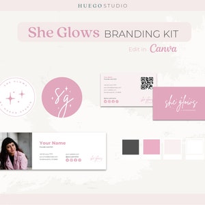 Pink Blush Feminine Branding Kit Minimalistisches Logo Visitenkarte E-Mail Signatur Design Schönheit Kosmetik Bekleidung Kleidung Marke Starter Bundle