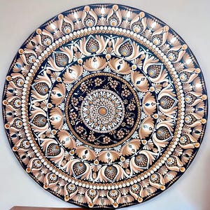 24-inch mandala-stippelkunst schilderij op mdf-bord - handgemaakt wanddecoratie woondecoratie