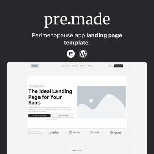 May include: A landing page template for a SaaS app. The page features a white background with a grey image placeholder, a headline that reads "The Ideal Landing Page for Your SaaS", and two buttons that say "Sign up with Google" and "Sign up with email".