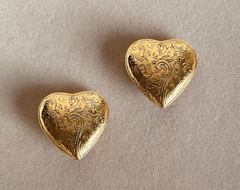 Pendientes vintage de Yves Saint Laurent con forma de corazón y pedrería, 1985