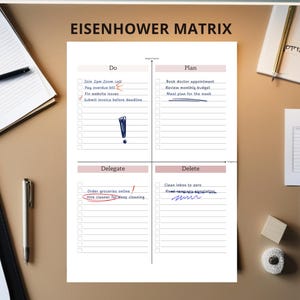 Eisenhower Matrix Printable, Task Priority List, Decision Matrix, Task Tracker Planner, Project Management, ADHD Daily Schedule
