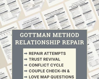 Kit de Ferramentas para Terapia de Casais pelo Método Gottman, Aconselhamento para Reparação de Casamentos e Relacionamentos, PDF para Impressão