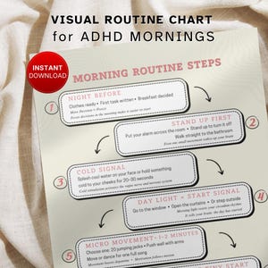 ADHD Visual Morning Routine Chart, Morning To Do List Printable PDF