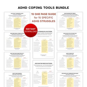 ADHD Tools Bundle | 10 One-Page Coping Guides for 10 ADHD Situations (Printable PDF)