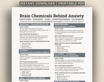 Guia Rápido sobre os Substâncias Químicas Cerebrais por Trás da Ansiedade, Neurotransmissores e Saúde Mental (Material para Imprimir), Folheto Informativo sobre Terapia de Regulação da Ansiedade (PDF)
