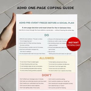 Guía de afrontamiento para el TDAH: Congelamiento previo a un evento social (Descarga instantánea)