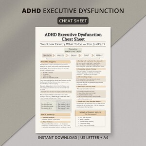Arkusz informacyjny dotyczący inicjowania zadań w ADHD, pomoc dla dorosłych w przypadku paraliżu decyzyjnego, przewodnik po dysfunkcjach wykonawczych zdjęcie 2