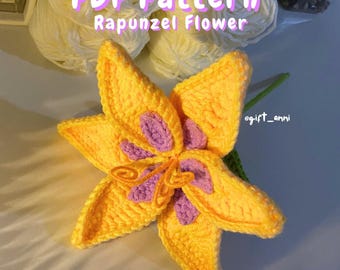 Rapunzel Sundrop Flower Crochet Pattern (PDF Download) - Amigurumi Tangled Magic Flower Rapunzel