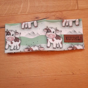 Headband approx. 3 to 9 years, children's headband, Bavarian, cow, mountains, deer, headband with faux leather label, organic quality, organic Kuuhl!