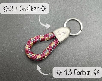 Mini Segeltau Schlüsselanhänger | LOOP | personalisierte Gravur | Männer | Frauen | Hausschlüssel | Autoschlüssel