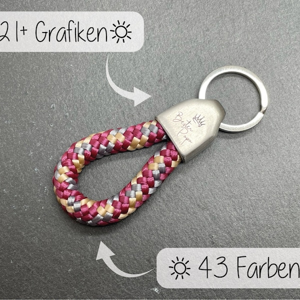 Mini Segeltau Schlüsselanhänger | LOOP | personalisierte Gravur | Männer | Frauen | Hausschlüssel | Autoschlüssel