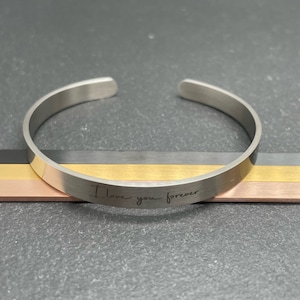 Bangle stainless steel with engraving 6-8-12mm customizable Gift Friendship Bracelet Partner bracelet bracelet women image 3