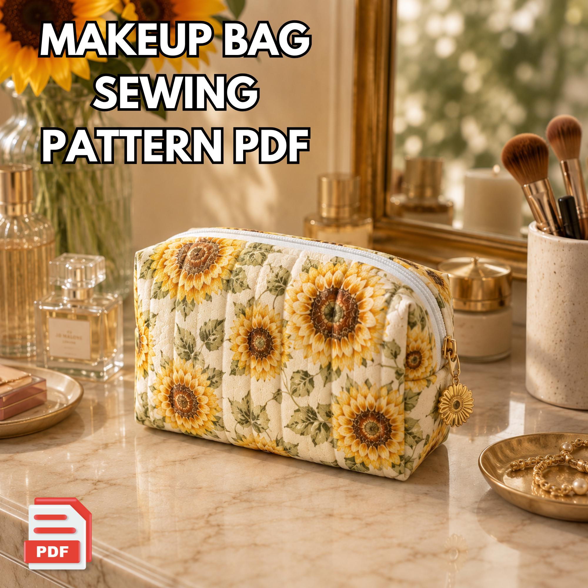 Makeup Bag Sewing Pattern PDF, DIY Zipper Pouch Pattern, Cosmetic Pouch ...