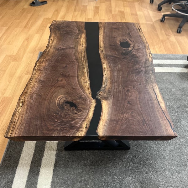 Custom Epoxy Table/Live Edge Table/River Table/Slab Table/Walnut Table custom woodworking custom furniture table modern