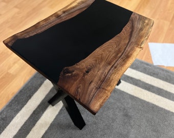 Table en époxy personnalisée/Table avec bordures vives/Table River/Table en dalles/Table en noyer sur mesure pour le travail du bois, table de meubles sur mesure moderne