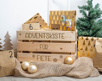 Personalisierte Adventskiste / Adventskalender /DIY Kalender/ Schriftzüge/  Aufkleber/ Sticker/ Adevntsbox