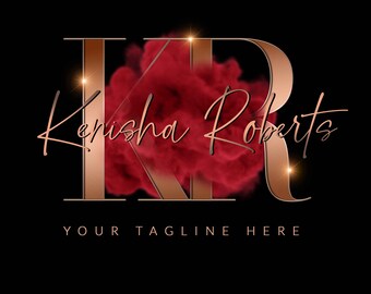 Rose Gold Smoke Logo, Beauty Logo, Boutique Logo, Red Smoke Logo, Premade Logo, Lash Logo, Brow Logo, Nails logo, Watercolor, Signature logo