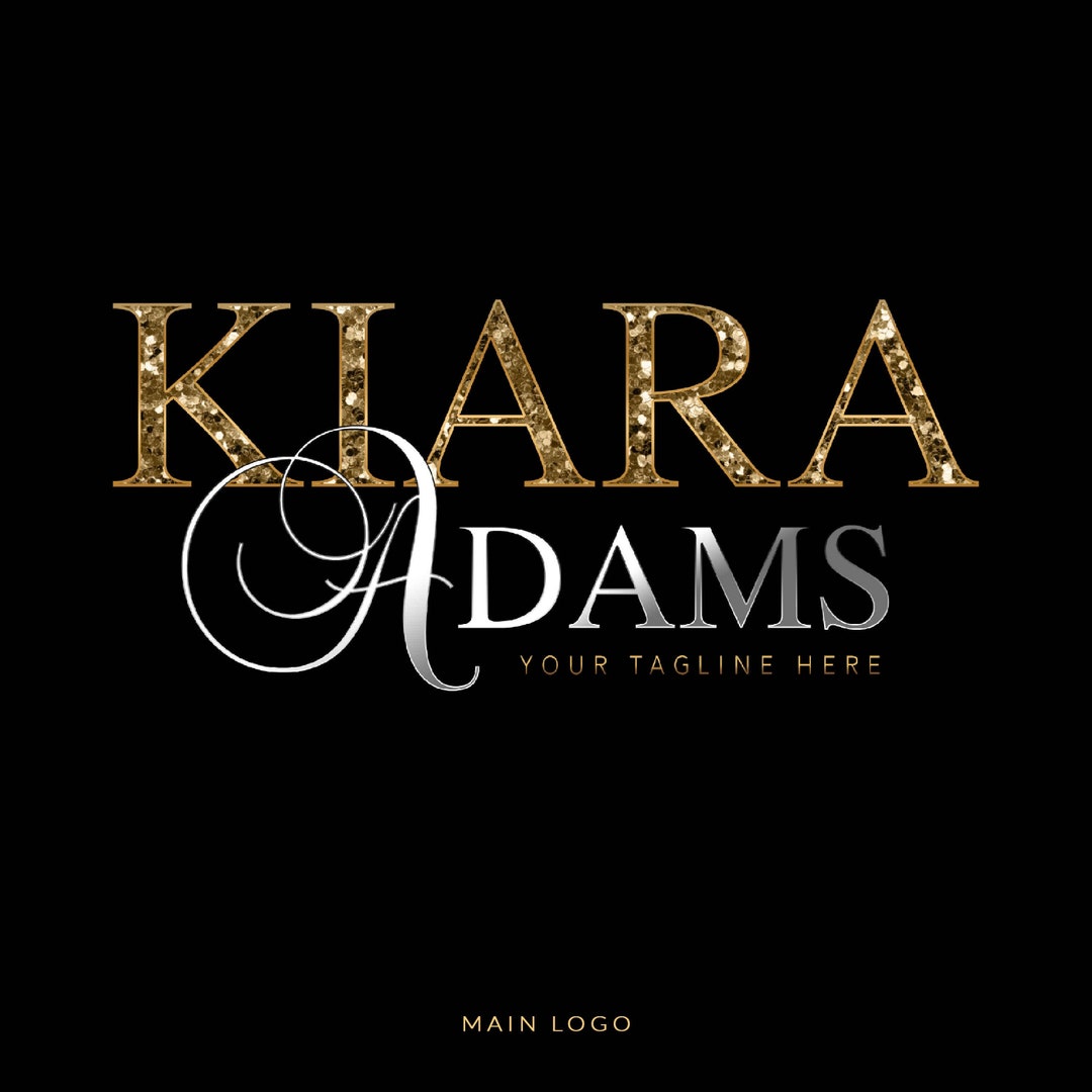 Gold Silver Logo, Glitter Sparkle Logo, Beauty Logo, Signature Logo