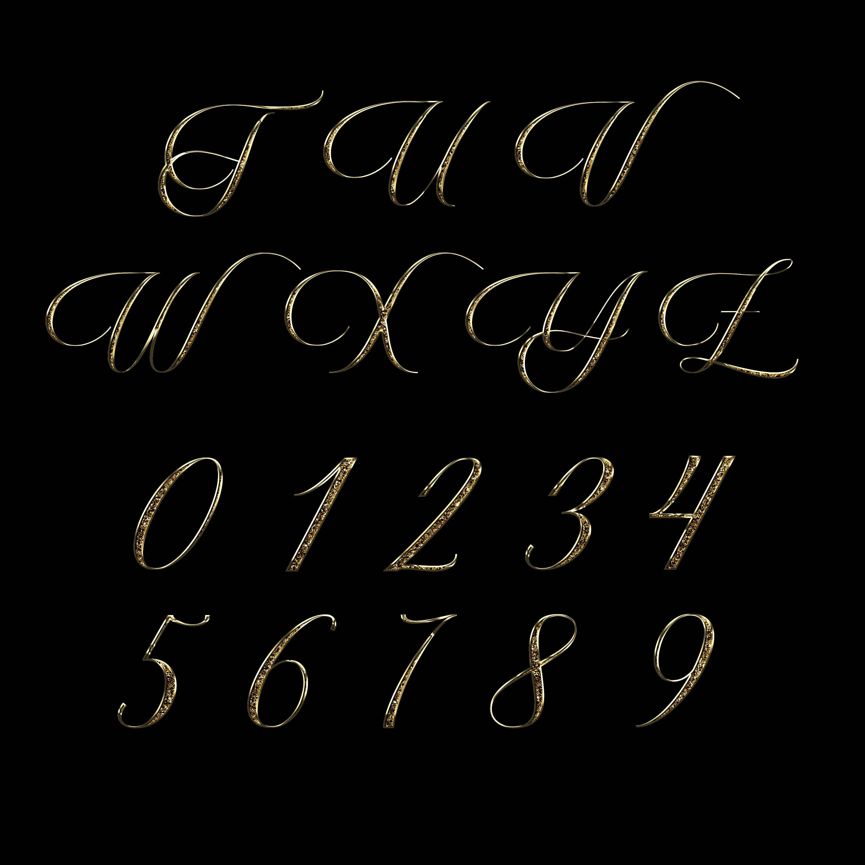 Gold Glitter Cursive Letters PNG, Sparkling Cursive, Bling, High Shine ...