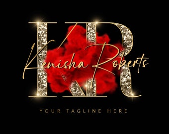 Red and Gold Watercolor Logo, Glitter Sparkle Logo, Smoke Logo, Beauty Logo, Signature Logo, Boutique Logo, Hair Logo, Lashes Logo, Nails